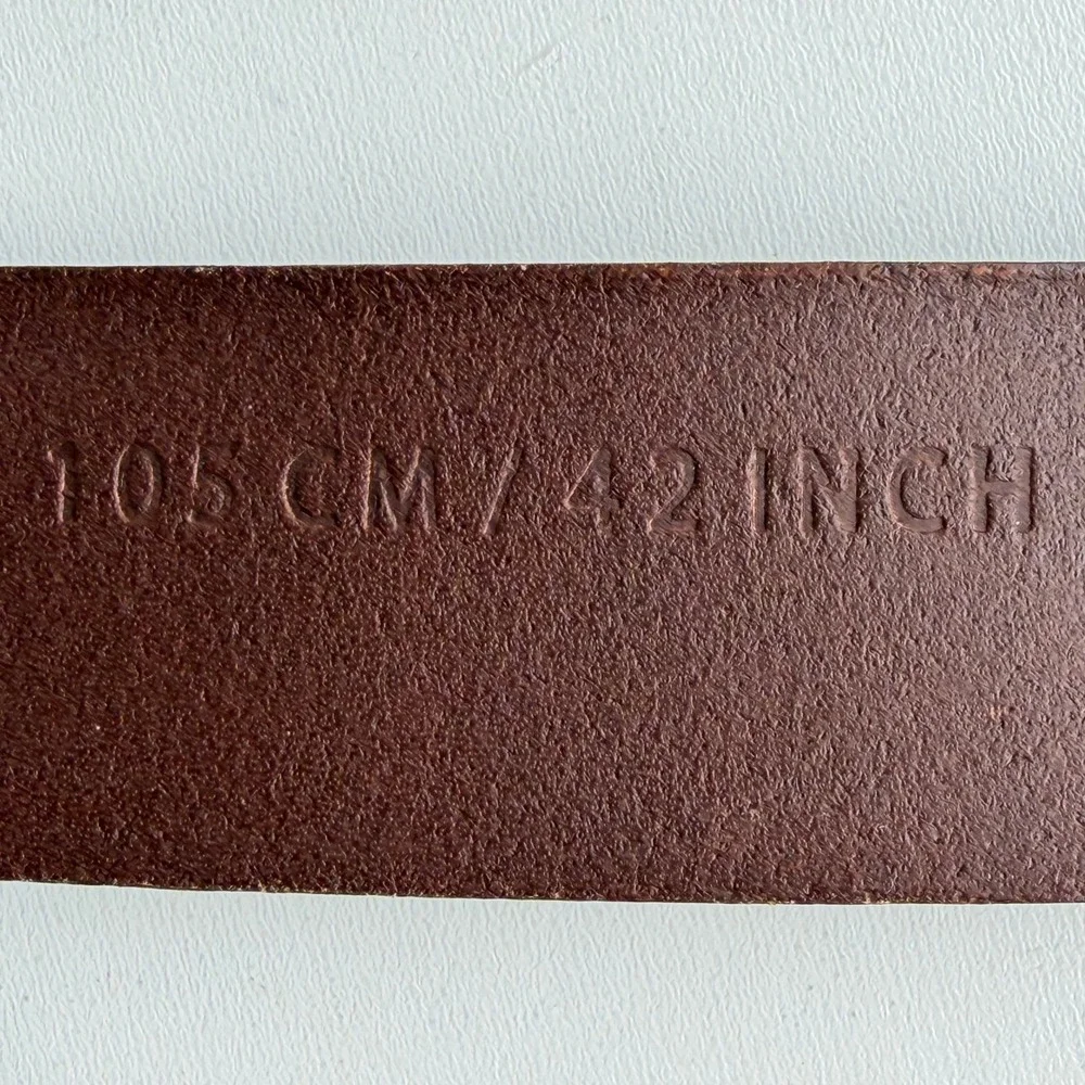 Tommy Hilfiger Brown Leather Belt Mens 42 Classic Flag Logo 90s Preppy Casual